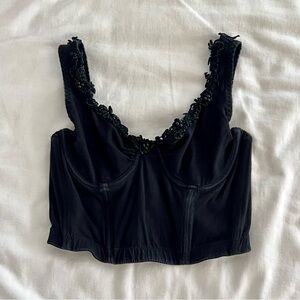 Vintage Black Only Hearts Corset Bustier Top